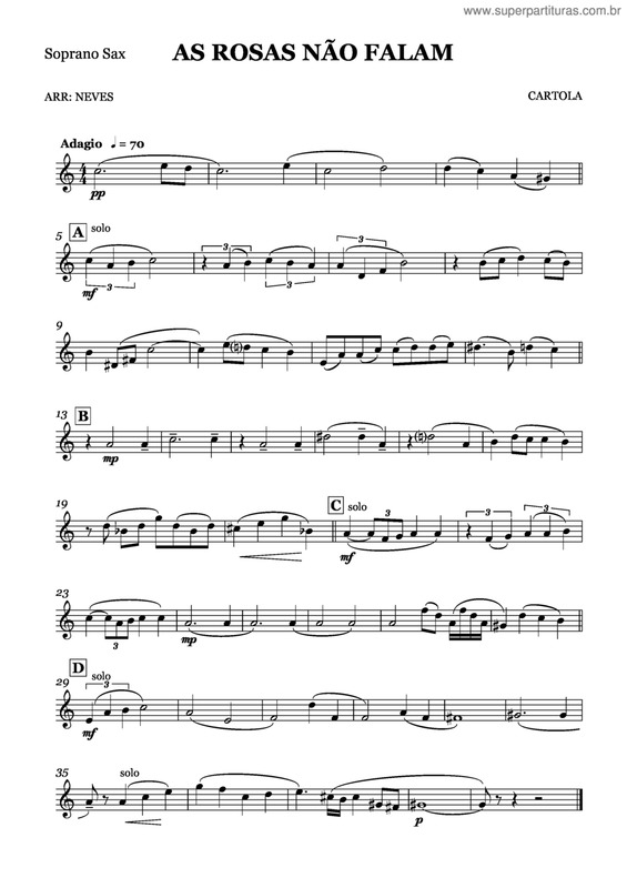 Partitura da música As Rosas Não Falam v.20