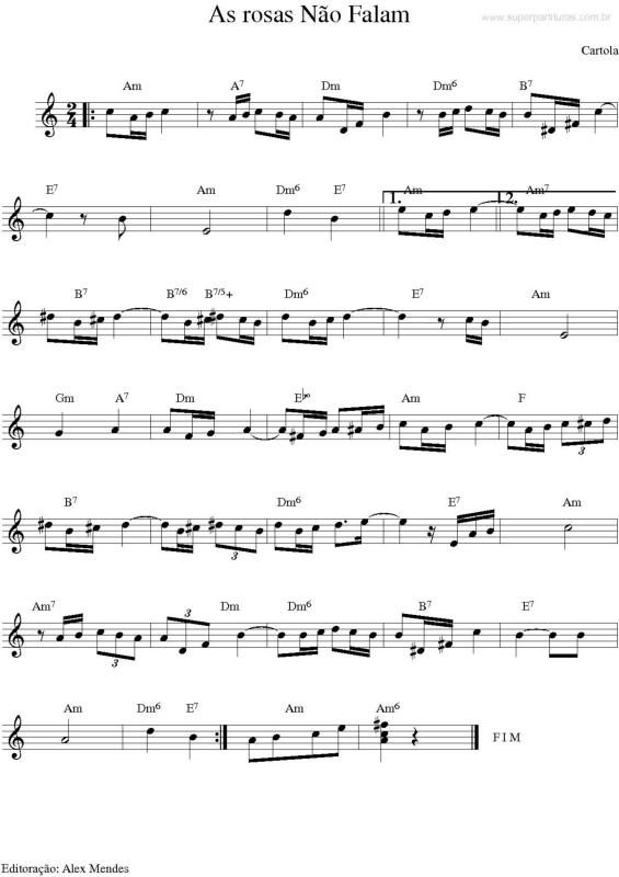 Partitura da música As rosas não falam v.4