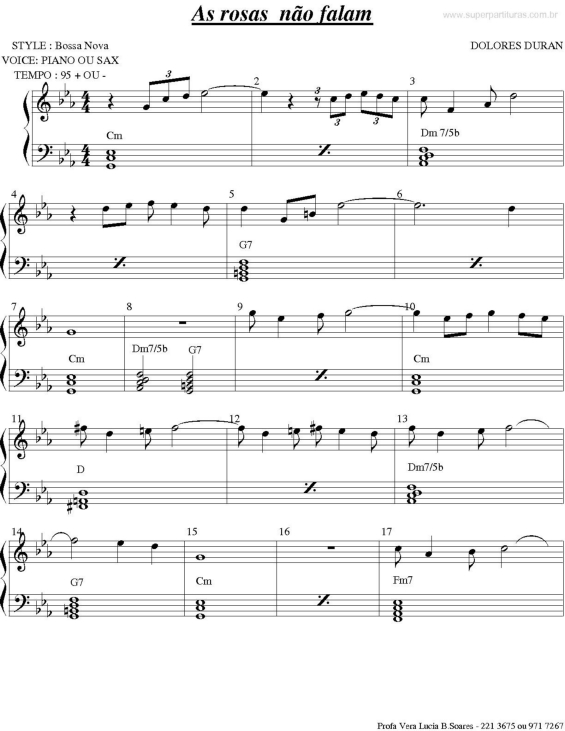 Partitura da música As Rosas Não Falam v.5