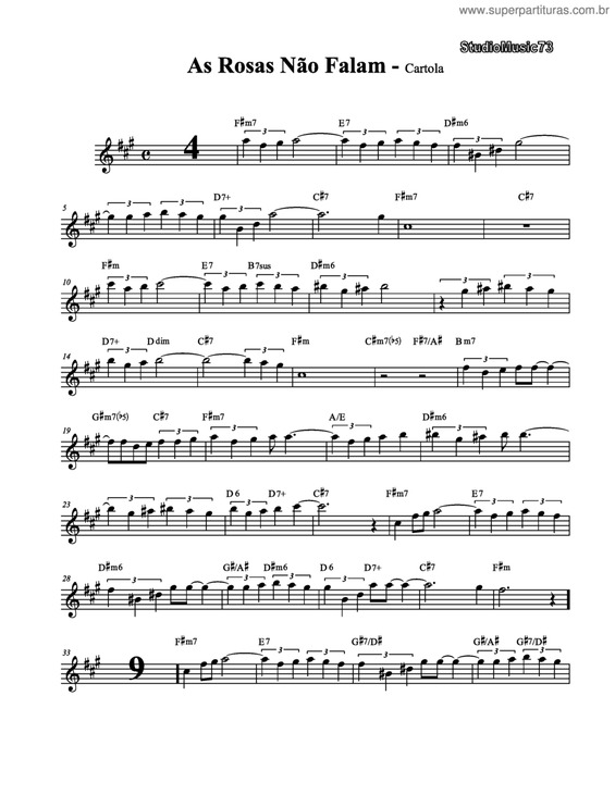 Partitura da música As rosas não falam v.7