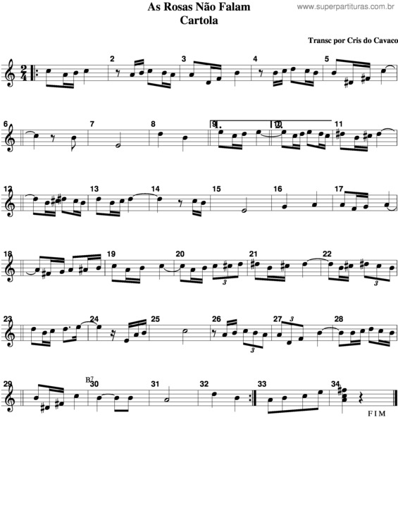 Partitura da música As Rosas Nao Falam v.9