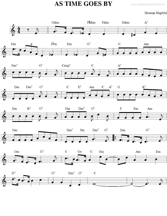 Partitura da música As Time Goes By