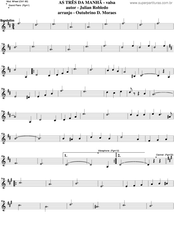 Partitura da música As Três Da Manhã v.3