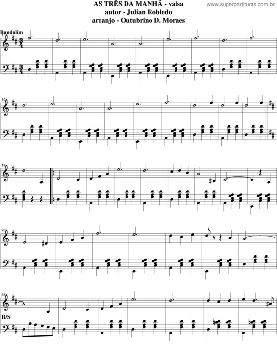 Partitura da música As Três Da Manhã v.4