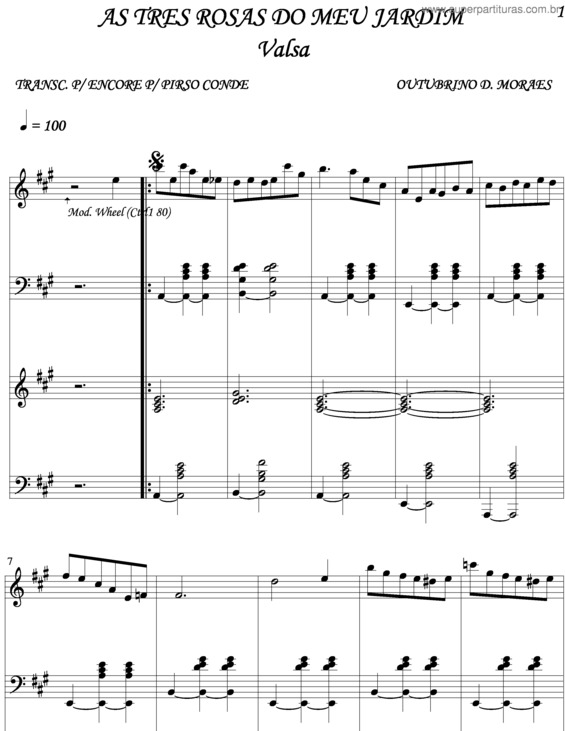 Partitura da música As Três Rosas De Meu Jardim 
