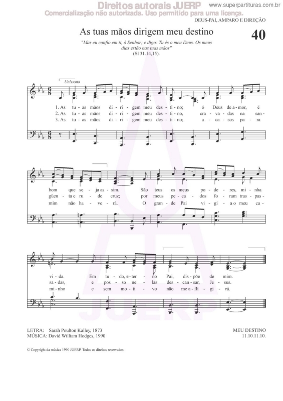 Partitura da música As Tuas Mãos Dirigem Meu Destino - 40 HCC v.2