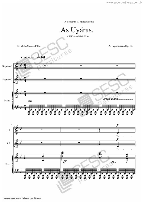 Partitura da música As Uyáras