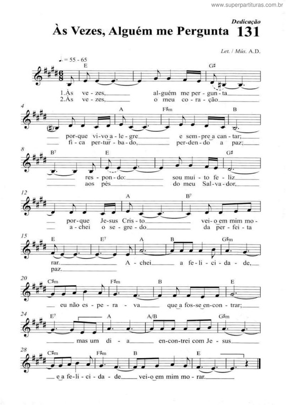 Partitura da música Às Vezes, Alguém Me Pergunta