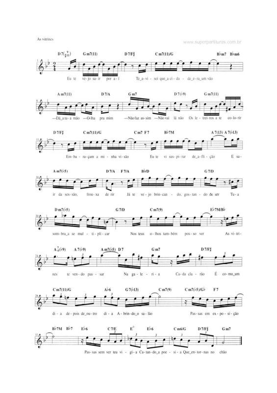 Partitura da música As Vitrines