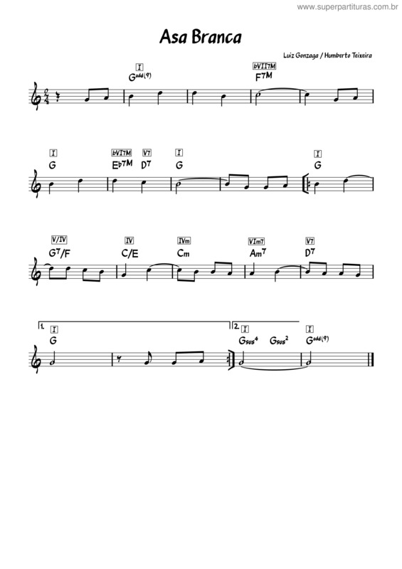 Partitura da música Asa Branca – Luiz Gonzaga Asa Branca – Harmonia Com Tensões