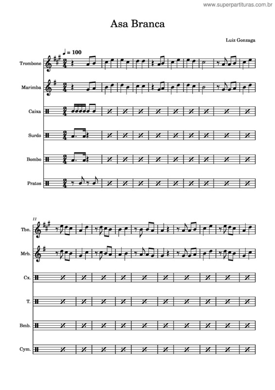 Partitura da música Asa Branca – Luiz Gonzaga Asa Branca v.2