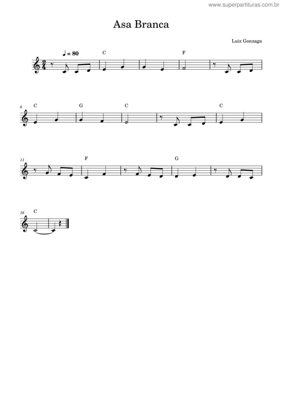 Partitura da música Asa Branca – Luiz Gonzaga Asa Branca v.4