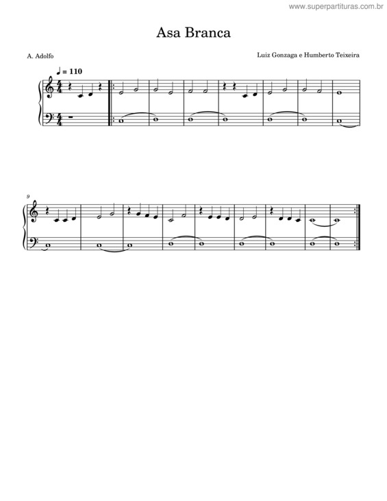Partitura da música Asa Branca – Luiz Gonzaga Asa Branca v.5