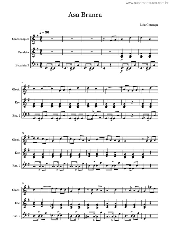 Partitura da música Asa Branca – Luiz Gonzaga Asa Branca v.8