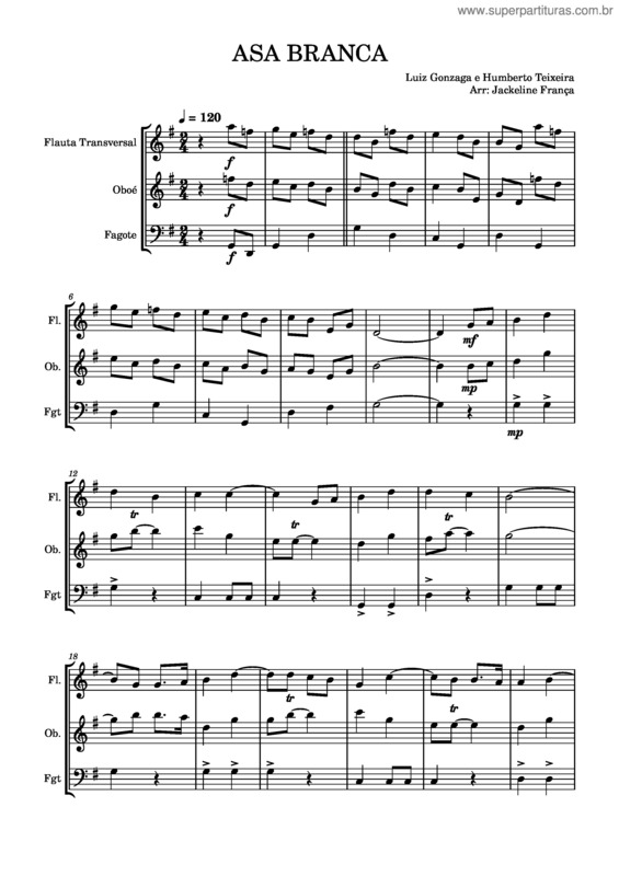 Partitura da música Asa Branca – Luiz Gonzaga Asa Branca v.9