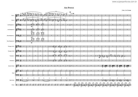 Partitura da música Asa Branca – Luiz Gonzaga Asa Branca