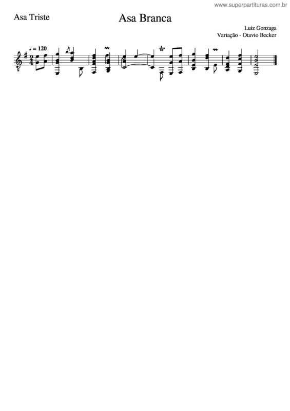 Partitura da música Asa Branca – Luiz Gonzaga v.12