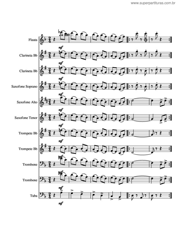 Partitura da música Asa Branca – Luiz Gonzaga v.3