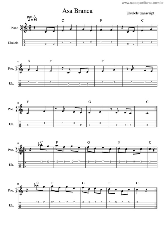 Partitura da música Asa Branca – Luiz Gonzaga v.4