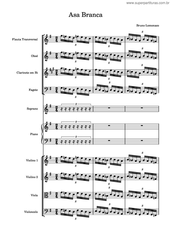 Partitura da música Asa Branca – Luiz Gonzaga v.7