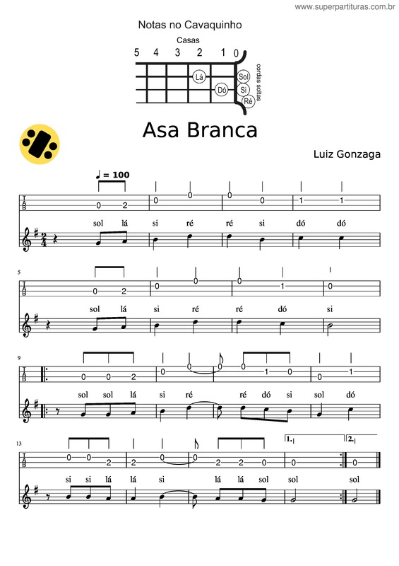 Partitura da música Asa Branca – Partitura E Tablatura Com Ritmo