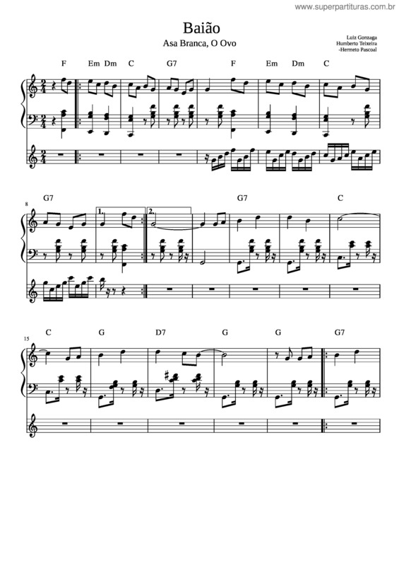 Partitura da música Asa Branca O Ovo