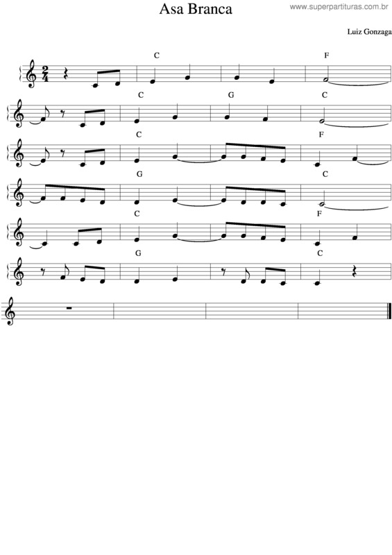 Partitura da música Asa Branca v.12