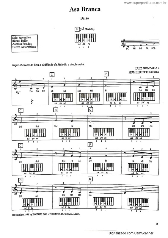 Partitura da música Asa Branca v.17