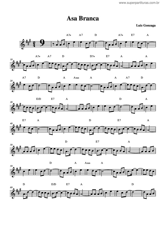 Partitura da música Asa Branca v.19