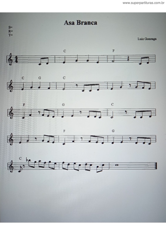 Partitura da música Asa Branca v.20