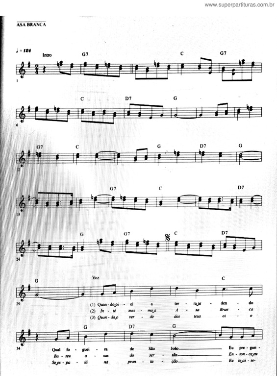 Partitura da música Asa Branca v.22