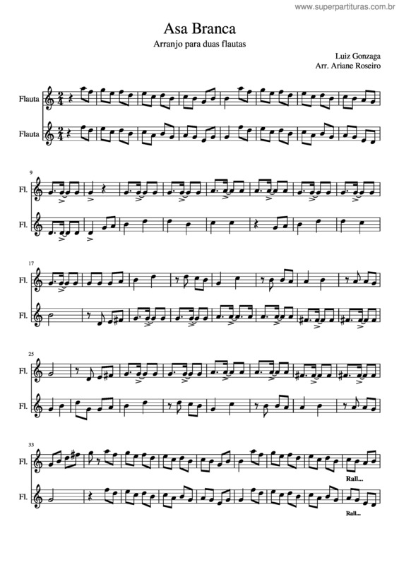 Partitura da música Asa Branca v.25