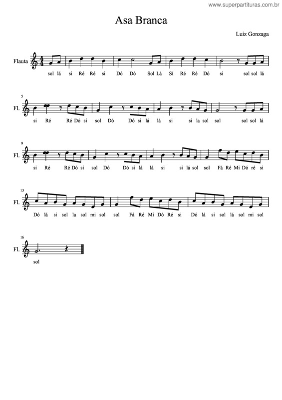 Partitura da música Asa–Branca v.28