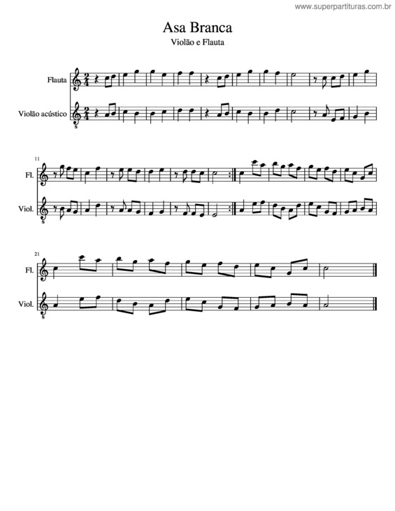 Partitura da música Asa Branca v.30