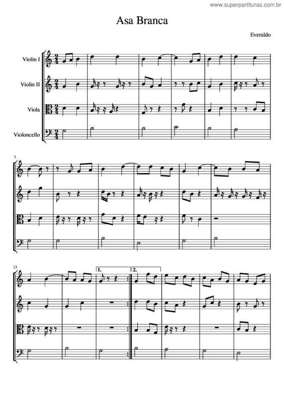 Partitura da música Asa Branca v.33