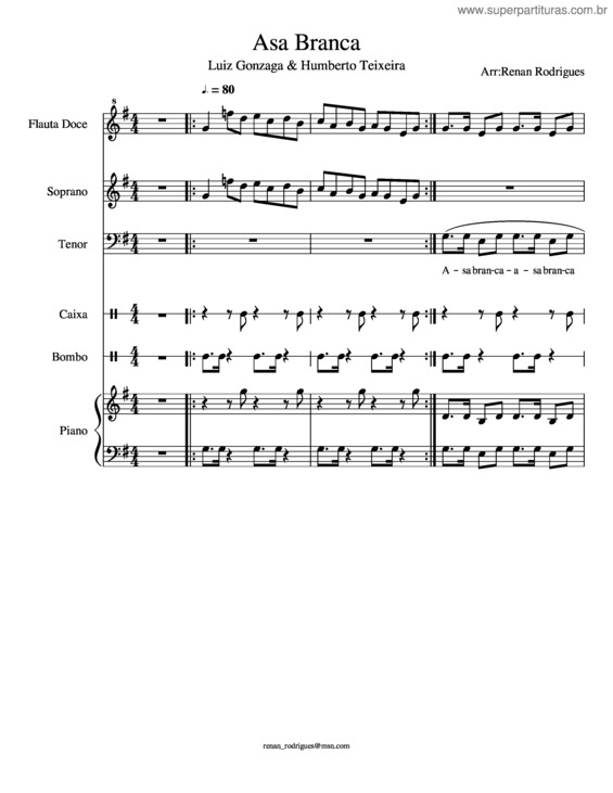 Partitura da música Asa Branca v.36