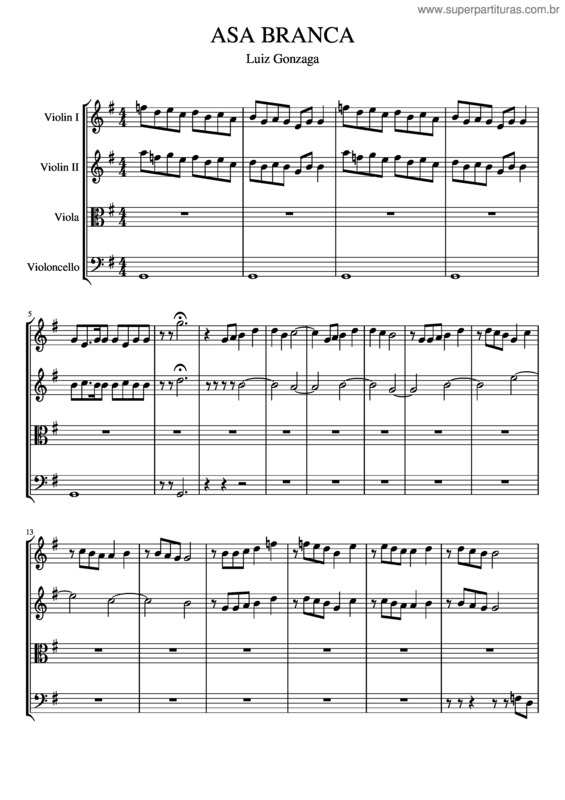 Partitura da música Asa Branca v.39