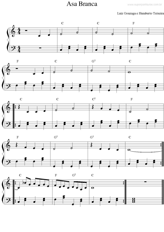 Partitura da música Asa Branca v.4