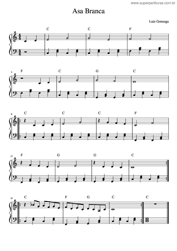 Partitura da música Asa Branca v.43