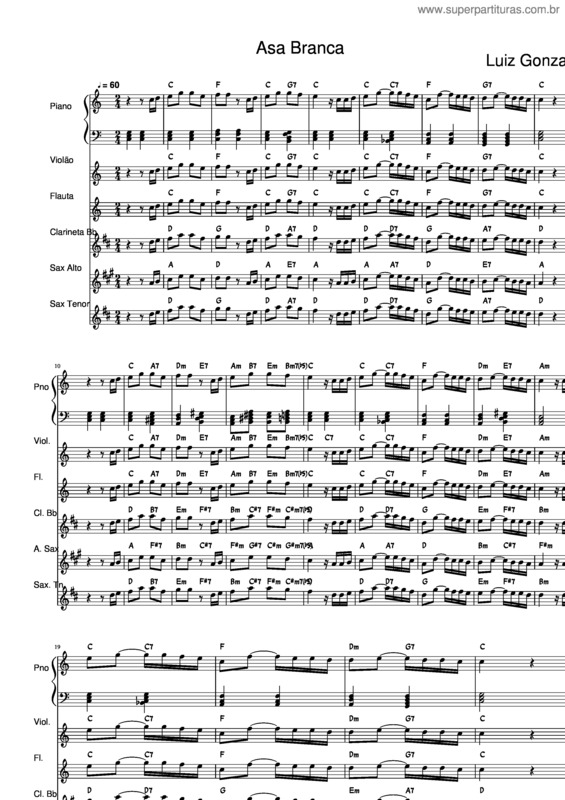 Partitura da música Asa Branca v.46