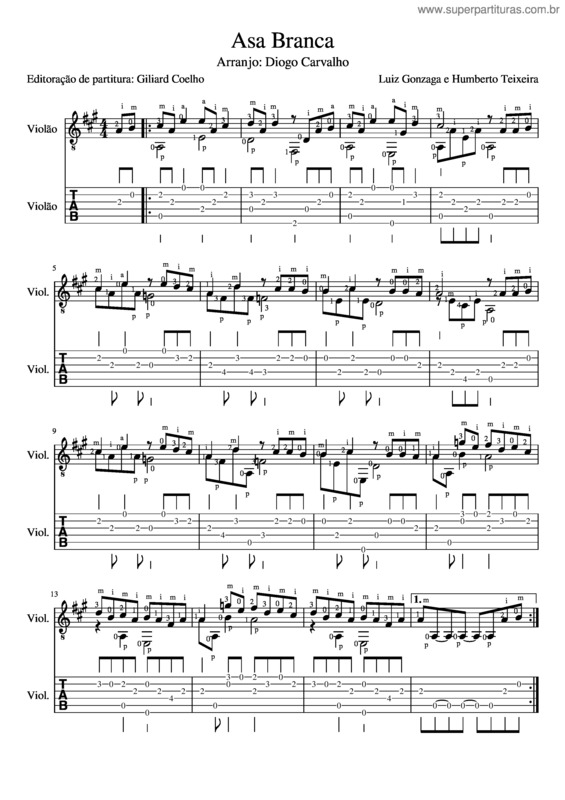 Partitura da música Asa Branca v.47
