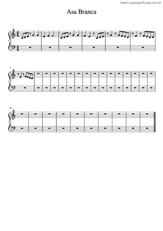 Partitura da música Asa Branca v.48