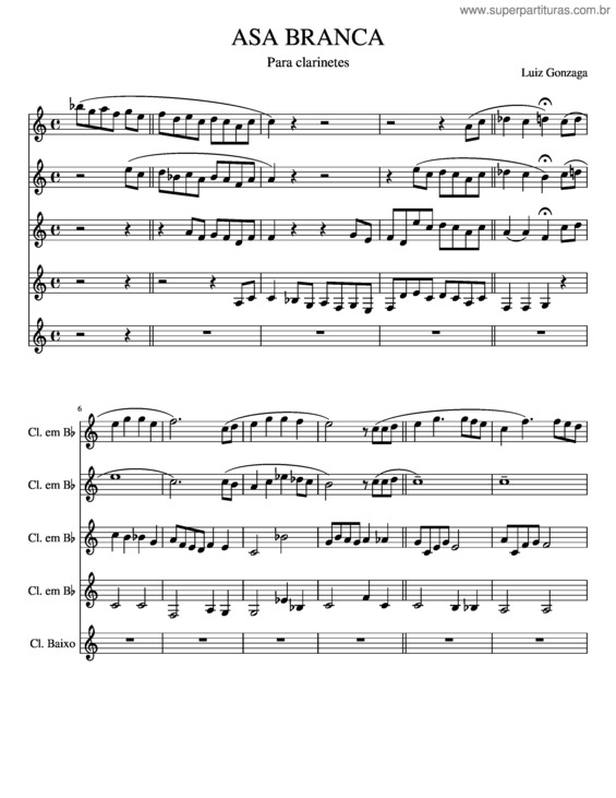 Partitura da música Asa Branca v.52
