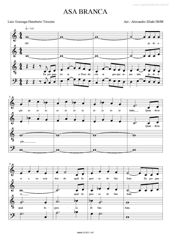 Partitura da música Asa Branca v.6