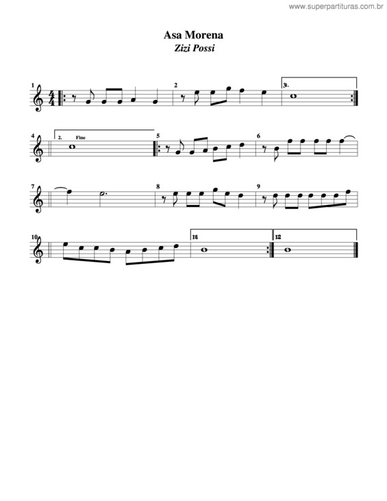 Partitura da música Asa Branca v.9