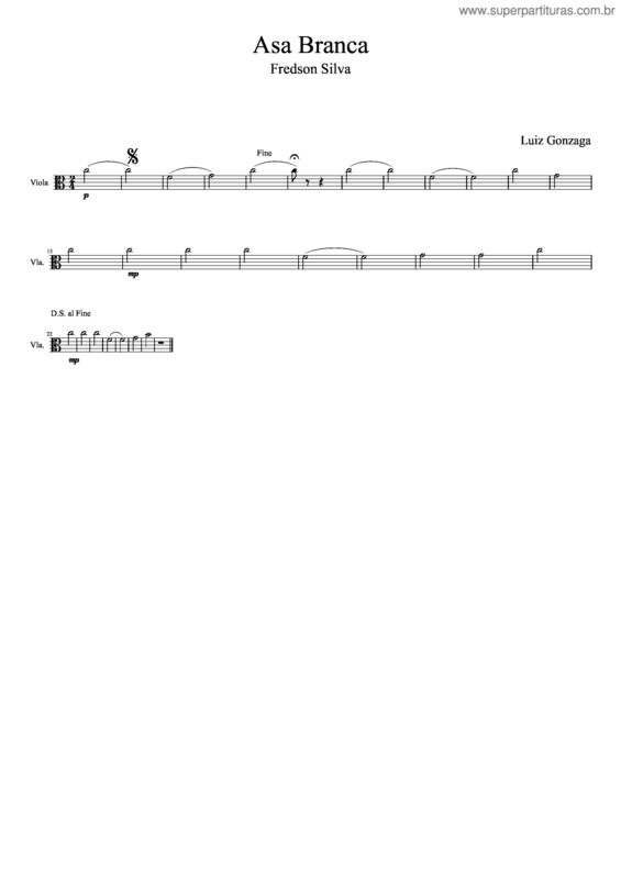 Partitura da música Asa Branca Viola