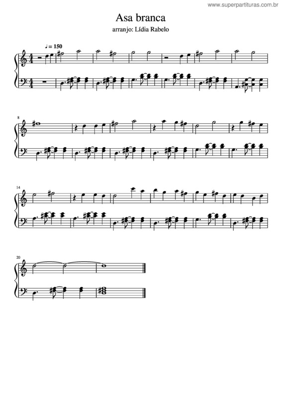 Partitura da música Asa Brancare Maior