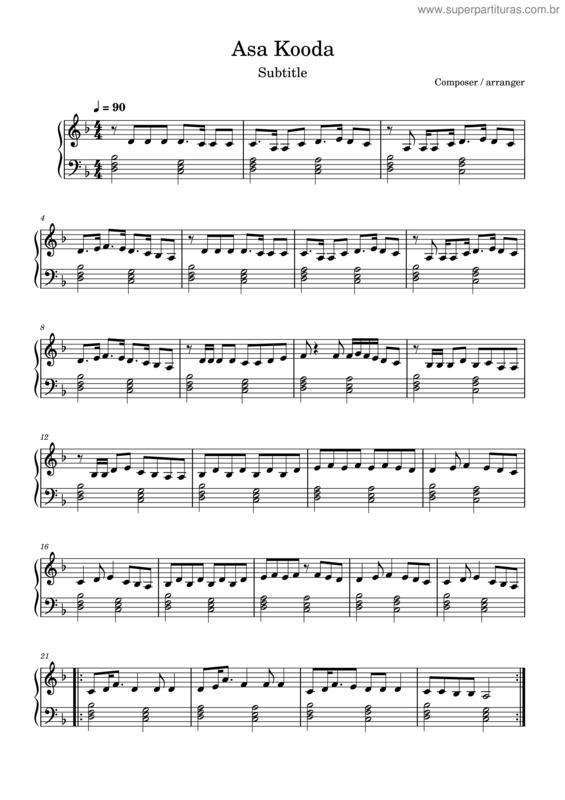 Partitura da música Asa Kooda – Sai Abhishek