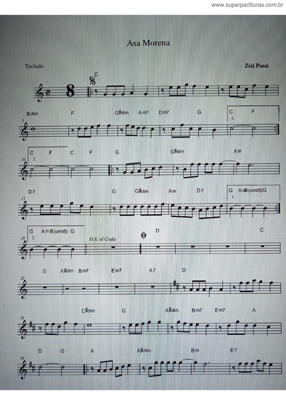 Partitura da música Asa Morena v.6