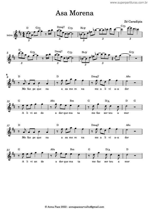 Partitura da música Asa Morena v.8